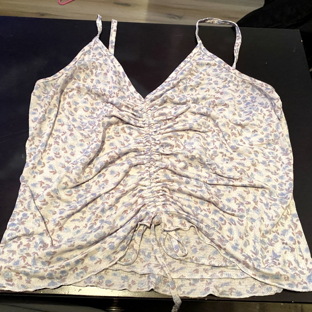 Blue butterfly top